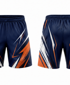 Navy, White & Orange Axe Throwing Shorts – Bulk Team Shorts, Low MOQ, Wholesale Performance Sportswear