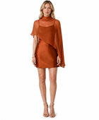 Wholesale Orange Satin Short Prom Dress, Custom Draped Mini Formal Dress Manufacturer for Private Label Boutique Brands