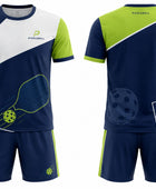Custom Men's Pickleball Polo and Shorts Set | Wholesale Pickleball Team Uniform | Navy White Lime Green | Apparels Bridge