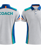 Custom White Teal Soccer Coach Polo Shirt | Wholesale Team Staff Apparel for Bulk Orders