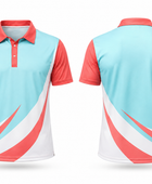 Custom Tennis Jersey – Coral & Sky Blue Performance Polo, Wholesale Bulk, Low MOQ, Team Uniform