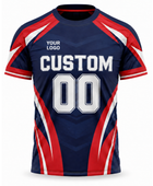 Custom Navy Red Rugby Fanwear Shirt | Wholesale Supporter Team Shirt for Bulk Orders