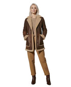 Brown Sheepskin Rancher Coat Wholesale | Women’s Faux Shearling Winter Jacket Manufacturer