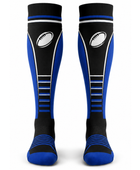 Custom Black Blue Rugby Socks | Wholesale Team Socks for Clubs Schools and Bulk Orders