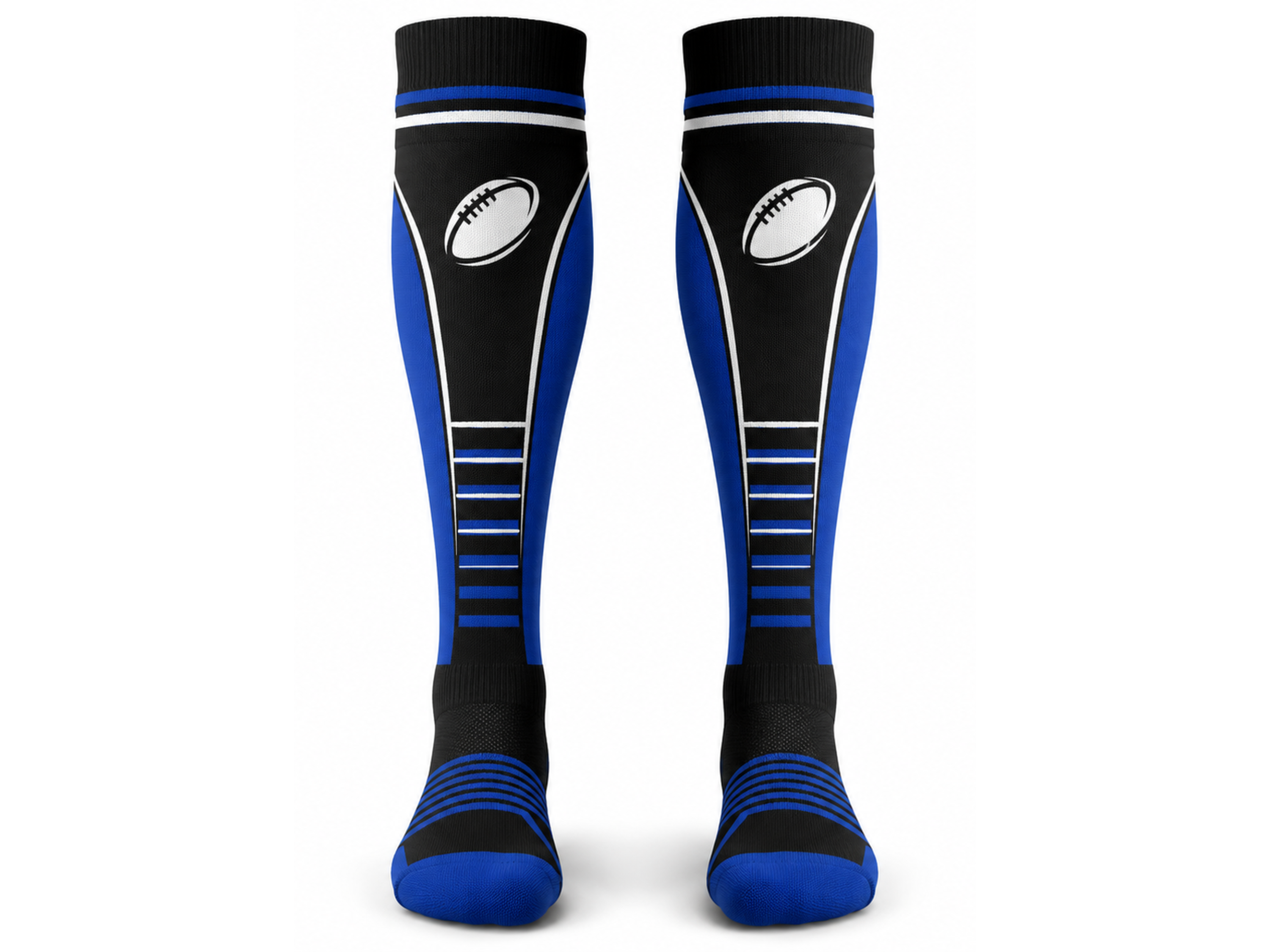 Custom Black Blue Rugby Socks | Wholesale Team Socks for Clubs Schools and Bulk Orders
