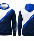 Custom White Navy Baseball Hoodie Jacket | Wholesale Team Warmup Outerwear