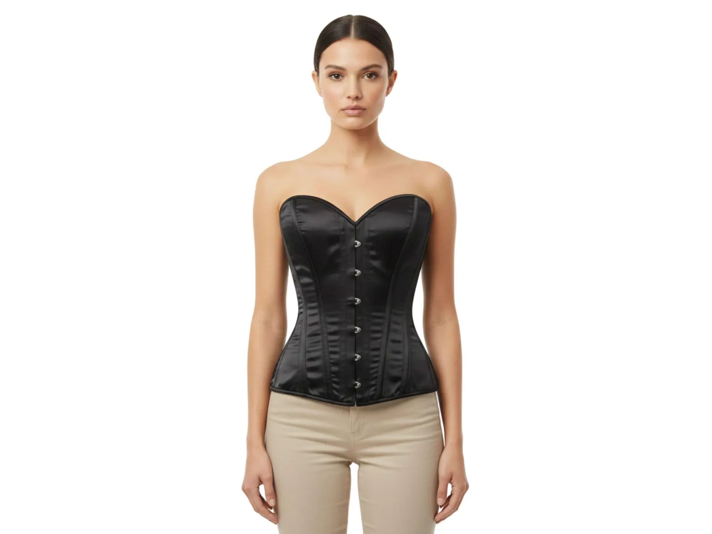 Black Satin Overbust Corset Wholesale | Sweetheart Bustier Bridal Corset Manufacturer