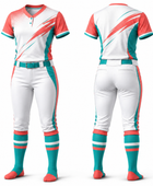 White/Teal/Orange Softball Uniform – Wholesale Bulk Team Kit, Low MOQ, B2B Performance Apparel
