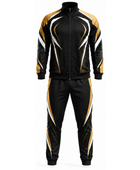 Custom Black Gold Rugby Tracksuit | Wholesale Team Warmup Jacket and Pants Set