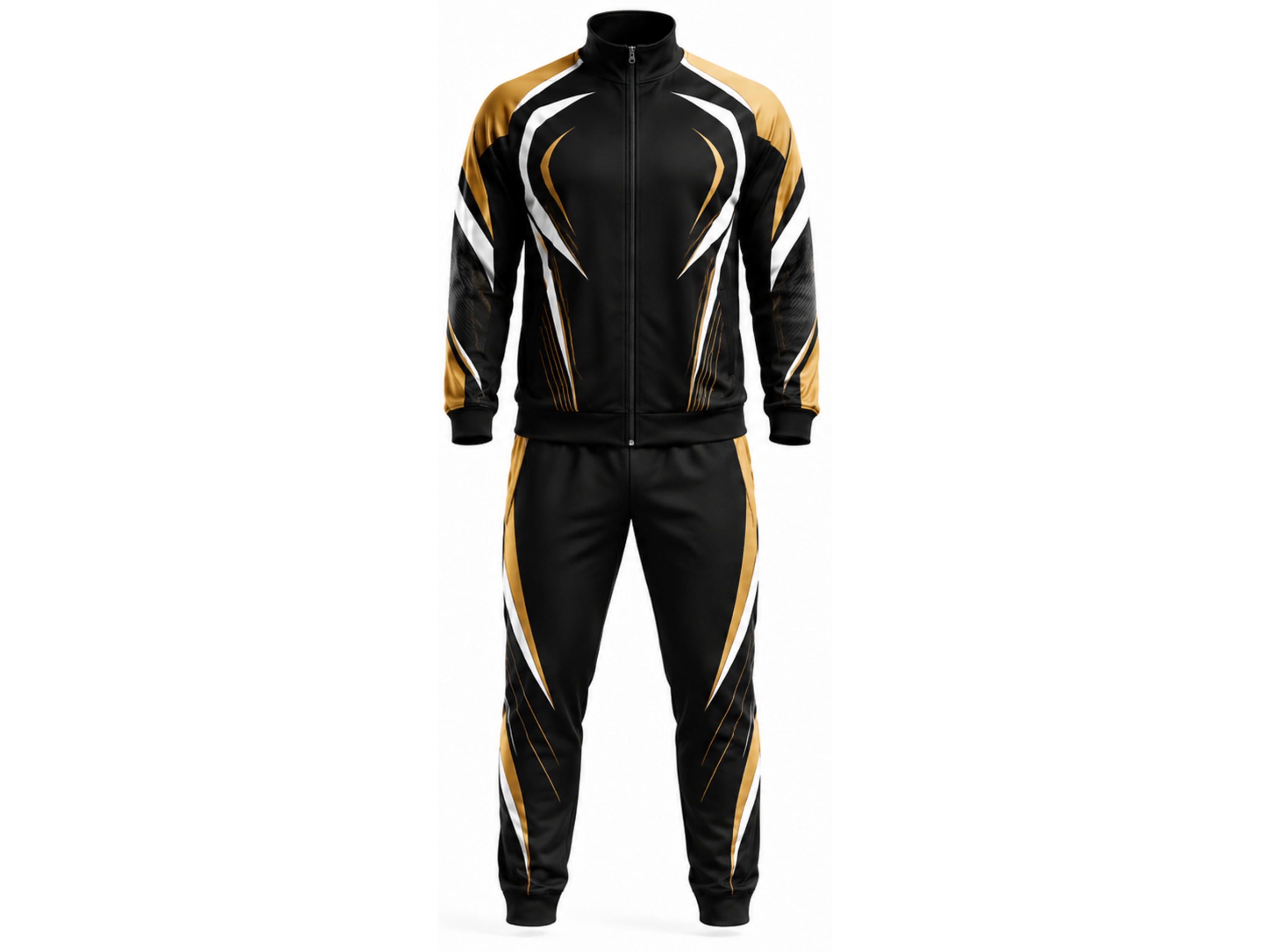 Custom Black Gold Rugby Tracksuit | Wholesale Team Warmup Jacket and Pants Set