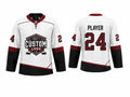 Custom Home Away Ice Hockey Jersey – White Burgundy Black Sublimated Team Jersey for Wholesale Orders