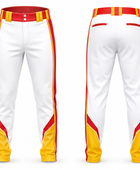 Custom White Red Yellow Baseball Pants | Wholesale Team Uniform Pants for Bulk Orders