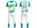 Custom White Teal Lime Baseball Uniform | Wholesale Team Jersey and Pants Set for Bulk Orders