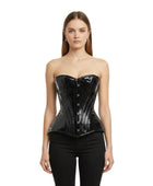 Black Cosplay PVC Overbust Corset Wholesale | Glossy Gothic Bustier Manufacturer