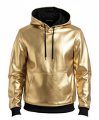Men’s Metallic Gold Lambskin Leather Hoodie Wholesale | Custom Private Label Pullover Manufacturer