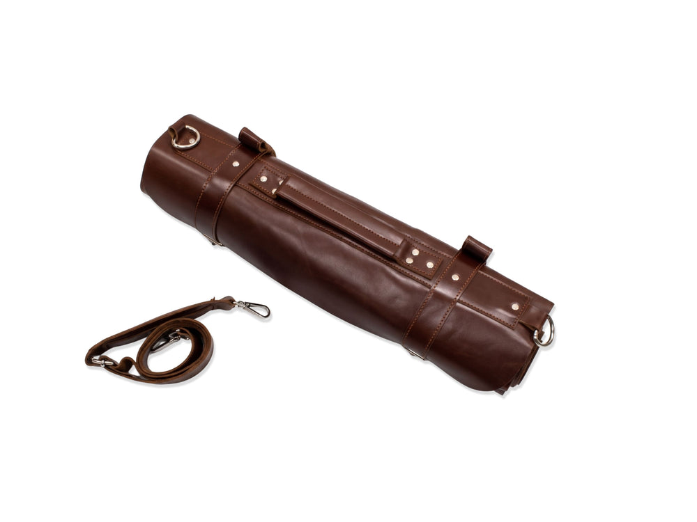 Dark Brown Leather Chef Knife Roll | Custom Wholesale Private Label Manufacturer front design preview