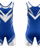 Blue & White Wrestling Uniform – Custom Team Singlet, Performance Sportswear, Wholesale Bulk