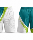 Teal, White & Lime Teqball Shorts – Bulk Team Shorts, Low MOQ, Wholesale Performance Sportswear