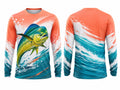 Custom Fishing UPF 50+ Long Sleeve Shirt | Wholesale Sun Protection Fishing Shirt | Coral Teal Mahi-Mahi | Apparels Bridge