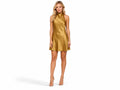 Wholesale Gold Satin Short Prom Dress, Custom Halter A Line Mini Formal Dress Manufacturer for Private Label Boutiques