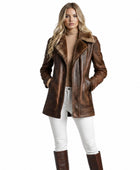 Vintage Brown Sheepskin Leather Jacket Wholesale | Women’s Fur Lined Winter Coat Manufacturer