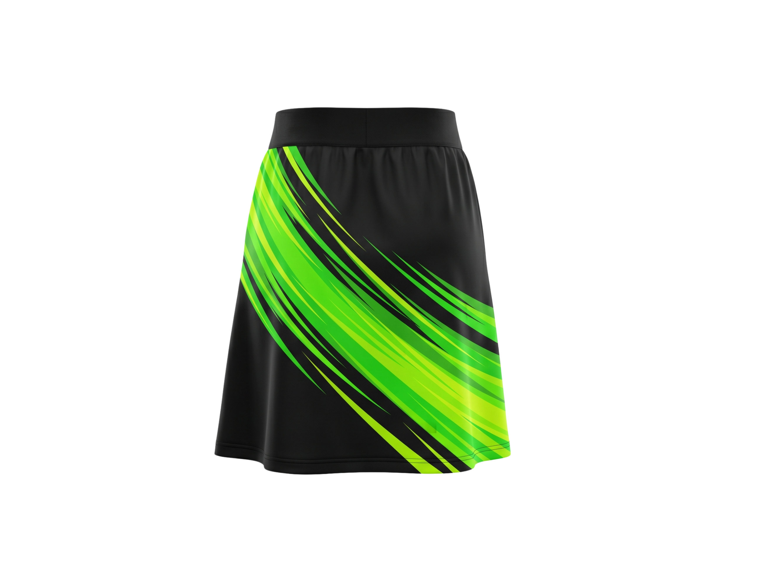 Basketball Skort – Custom Sublimated Black Lime Green Streak Design | Wholesale Manufacturer