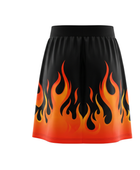 Basketball Skort – Custom Sublimated Black Orange Flame Design | Wholesale Manufacturer