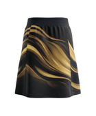 Basketball Skort – Custom Sublimated Black Gold Wave Design | Wholesale Manufacturer