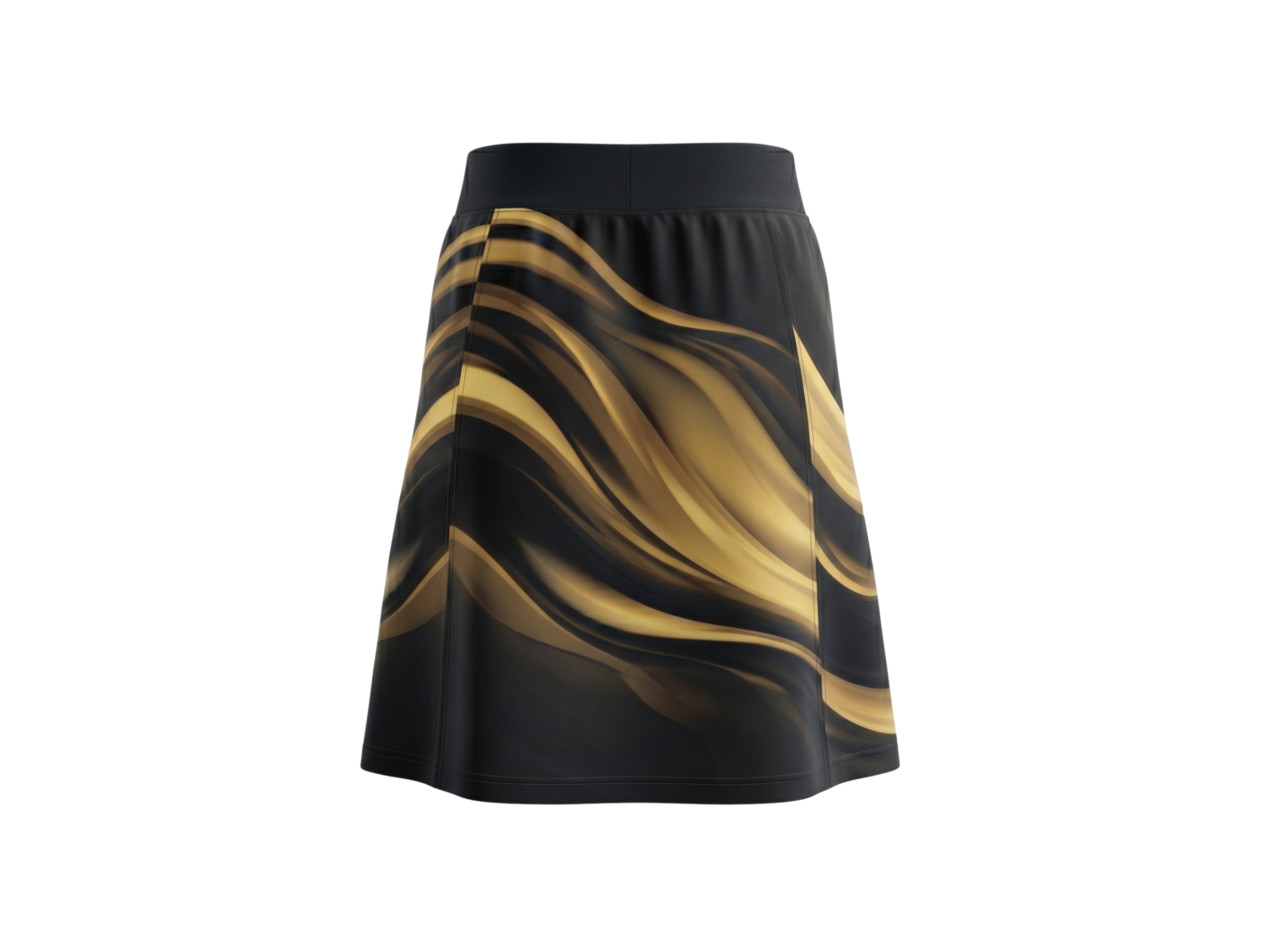 Basketball Skort – Custom Sublimated Black Gold Wave Design | Wholesale Manufacturer