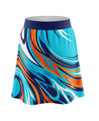 Basketball Skort – Custom Sublimated Aqua Orange Liquid Swirl Design | Wholesale Manufacturer