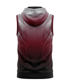 Basketball Sleeveless Hoodie – Custom Sublimated Burgundy Black Gradient | Wholesale Manufacturer