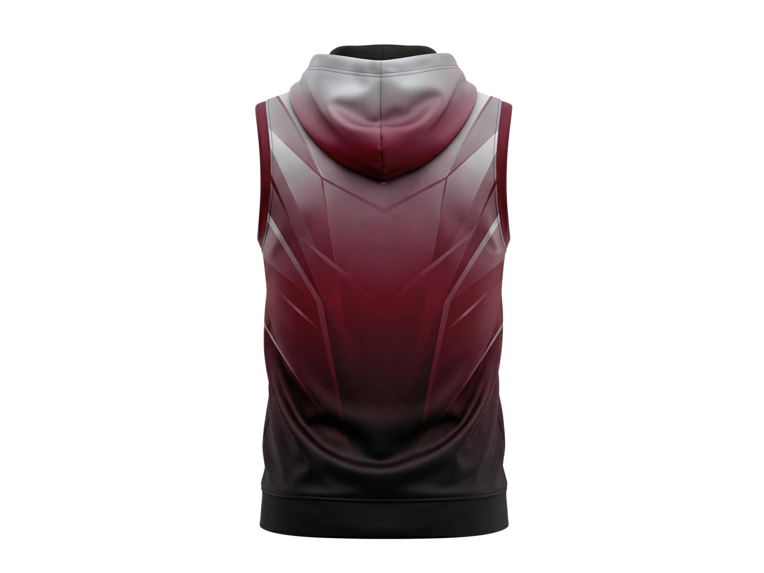 Basketball Sleeveless Hoodie – Custom Sublimated Burgundy Black Gradient | Wholesale Manufacturer