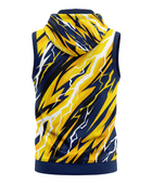 Basketball Sleeveless Hoodie – Custom Sublimated Yellow Navy Lightning Design | Wholesale Manufacturer
