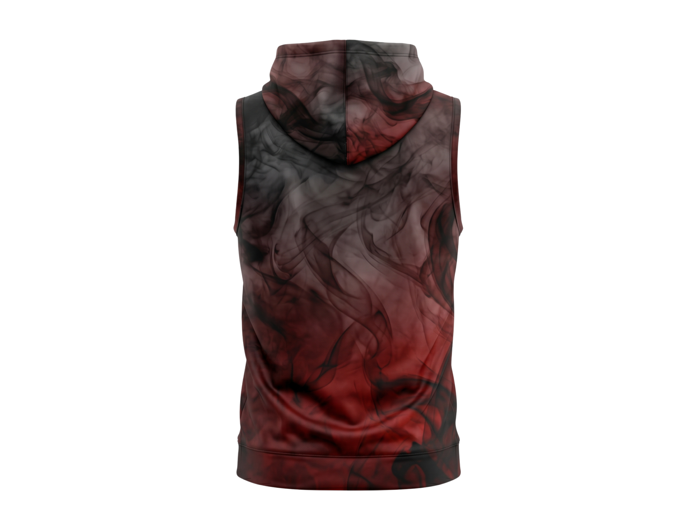 Basketball Sleeveless Hoodie – Custom Sublimated Burgundy Black Smoke Design | Wholesale Manufacturer