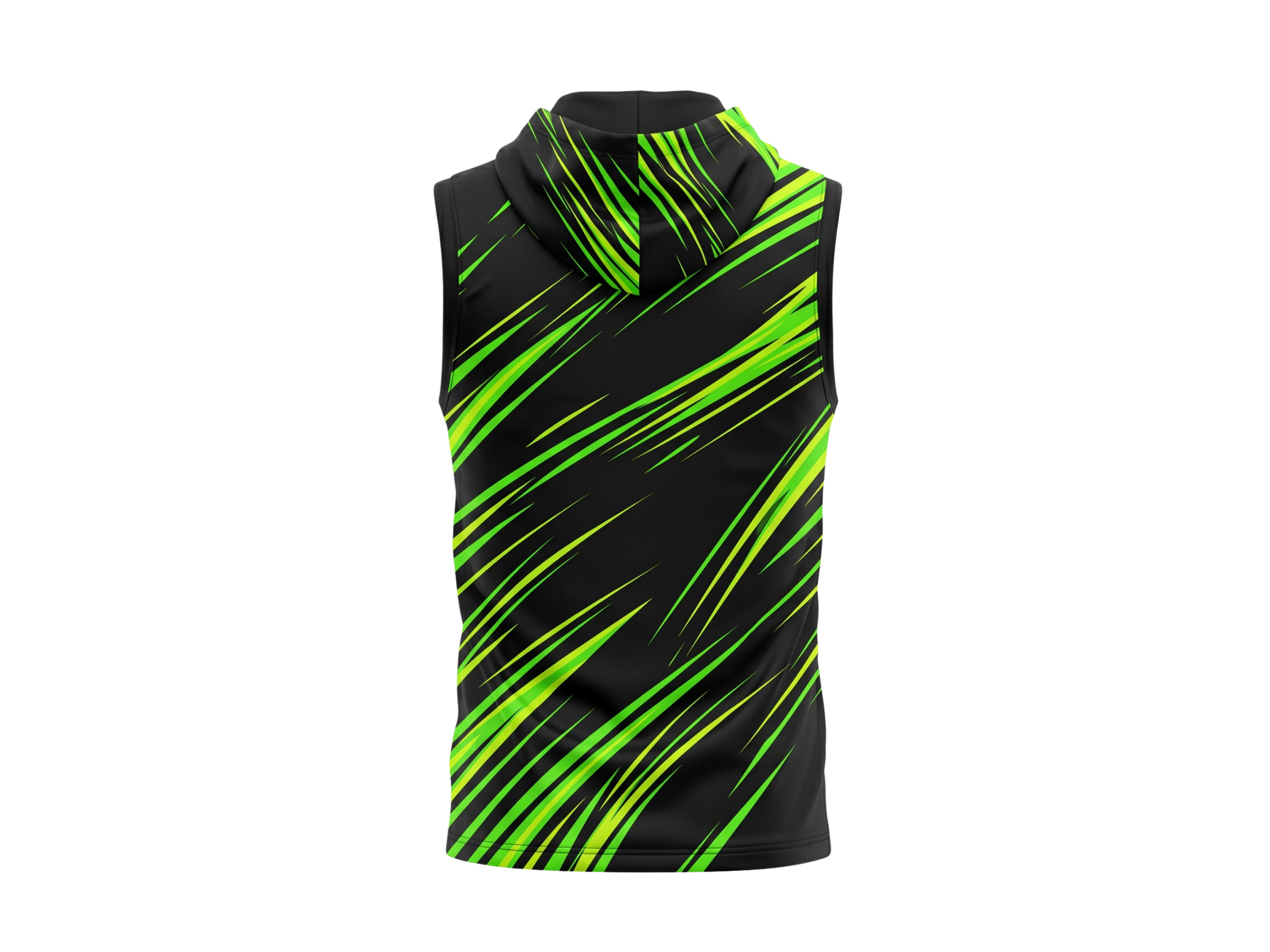Basketball Sleeveless Hoodie – Custom Sublimated Black Lime Streak Design | Wholesale Manufacturer