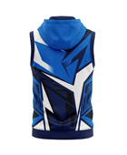 Basketball Sleeveless Hoodie – Custom Sublimated Royal Blue Navy Angular Design | Wholesale Manufacturer