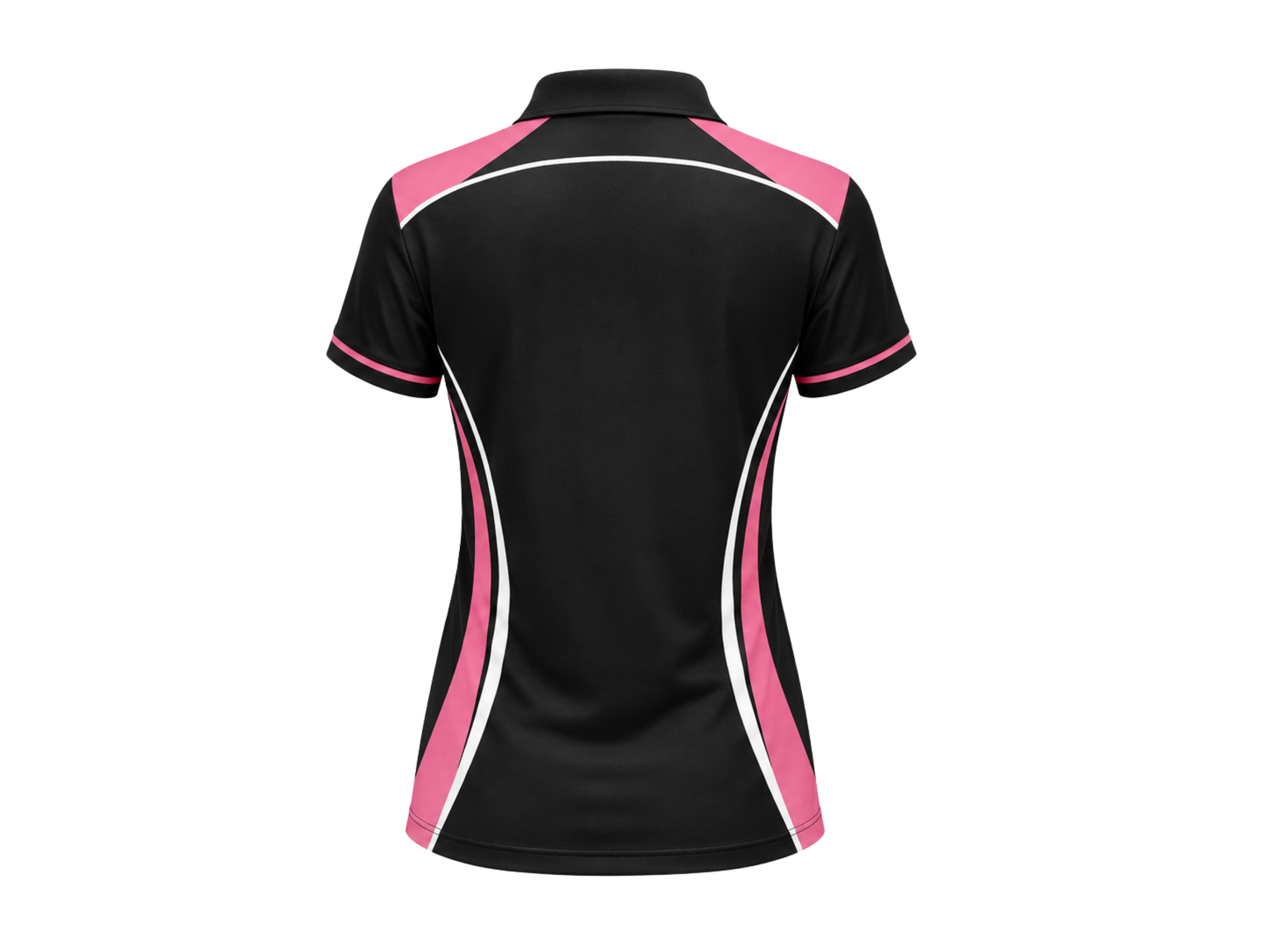 Custom Bowling Polo Shirt – Black Pink White Sublimated Team Apparel