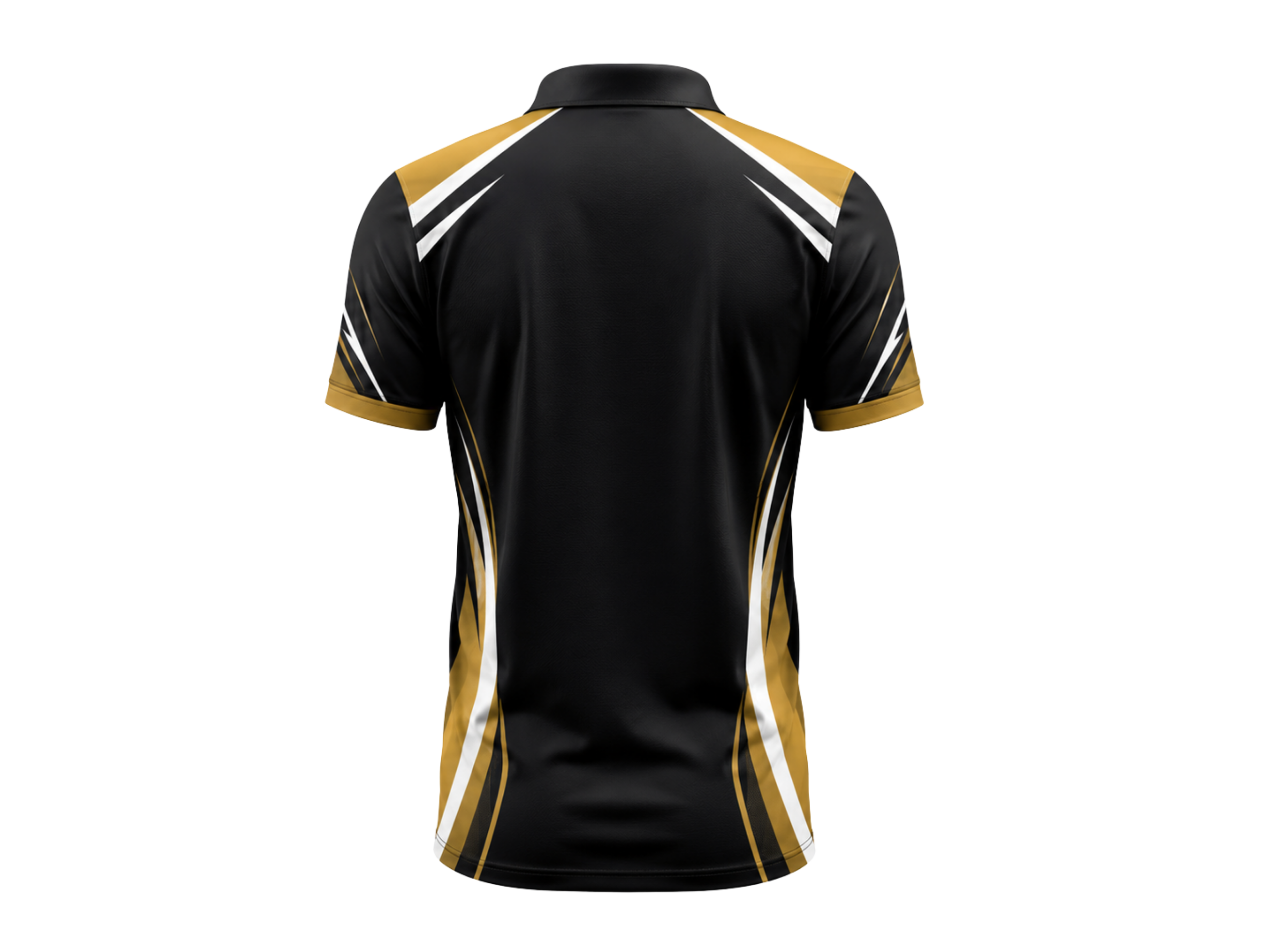Custom Bowling League Polo Shirt – Black Gold White Sublimated Tournament Jersey