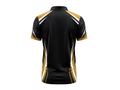 Custom Bowling League Polo Shirt – Black Gold White Sublimated Tournament Jersey