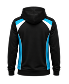 Custom Bowling Team Hoodie – Black Cyan White Sublimated Pullover Teamwear
