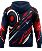 Custom Archery Pullover Hoodie – Navy Red Sublimated Teamwear for Clubs and Wholesale Buyers