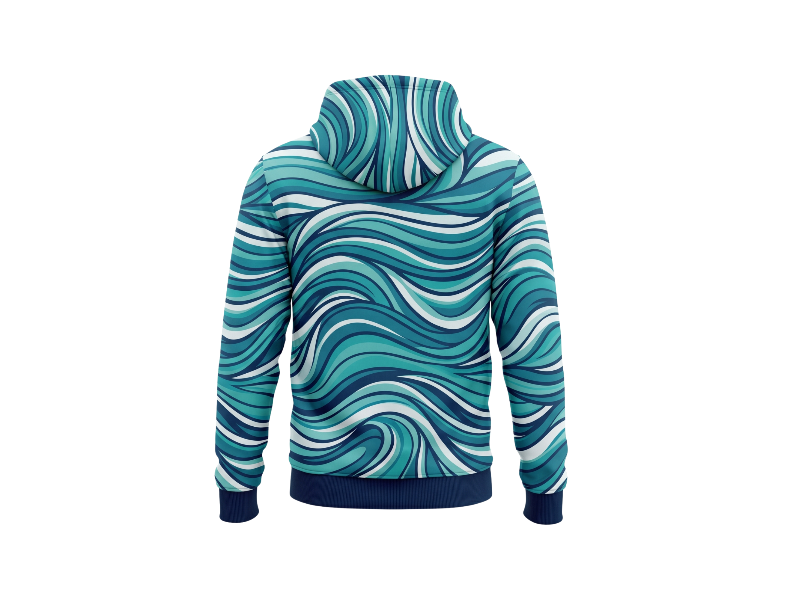 Wholesale Basketball Hoodie – Teal Blue Wave Sublimated Pullover Teamwear