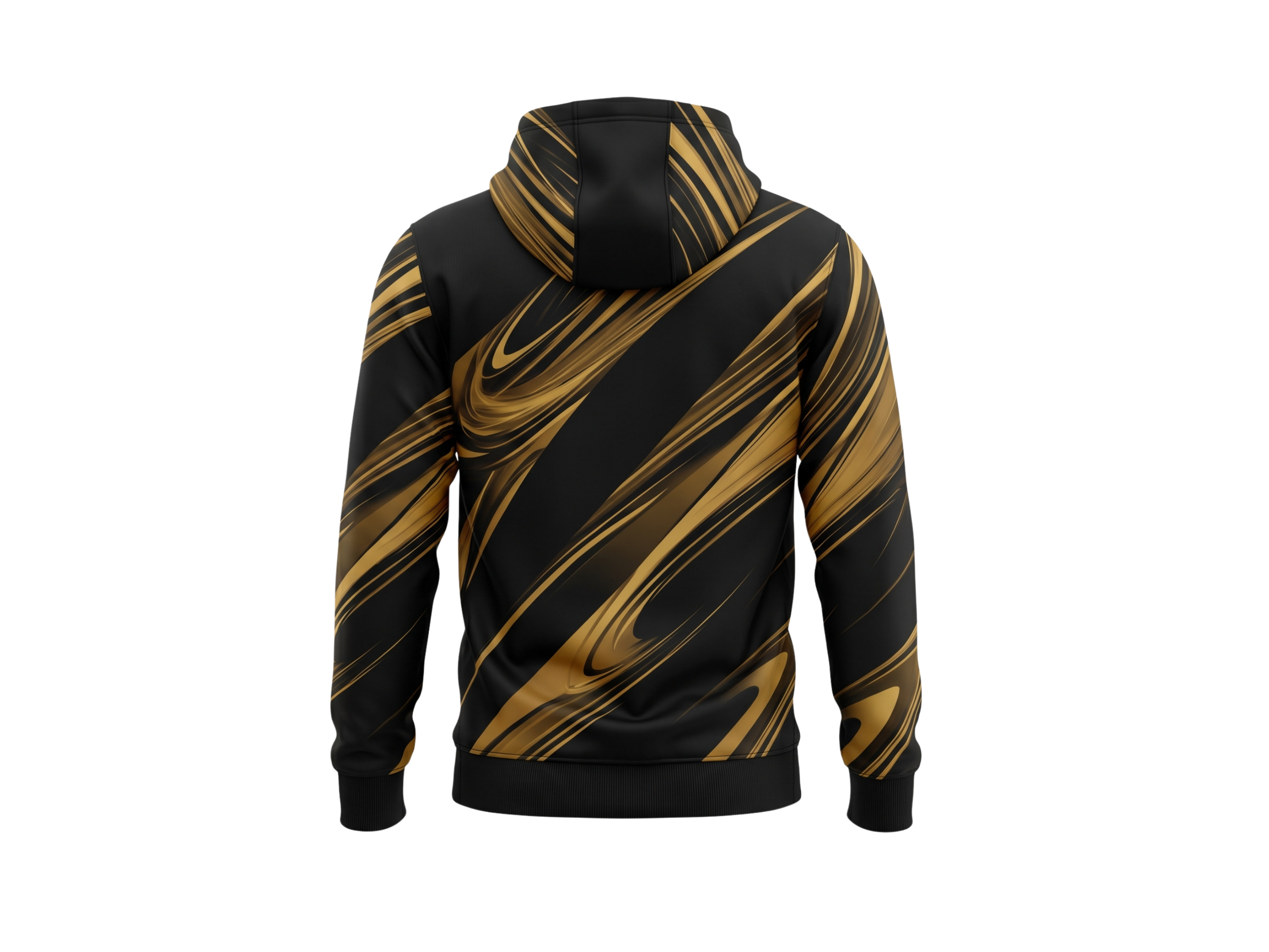 Wholesale Basketball Hoodie – Black Gold Abstract Sublimated Pullover Teamwear