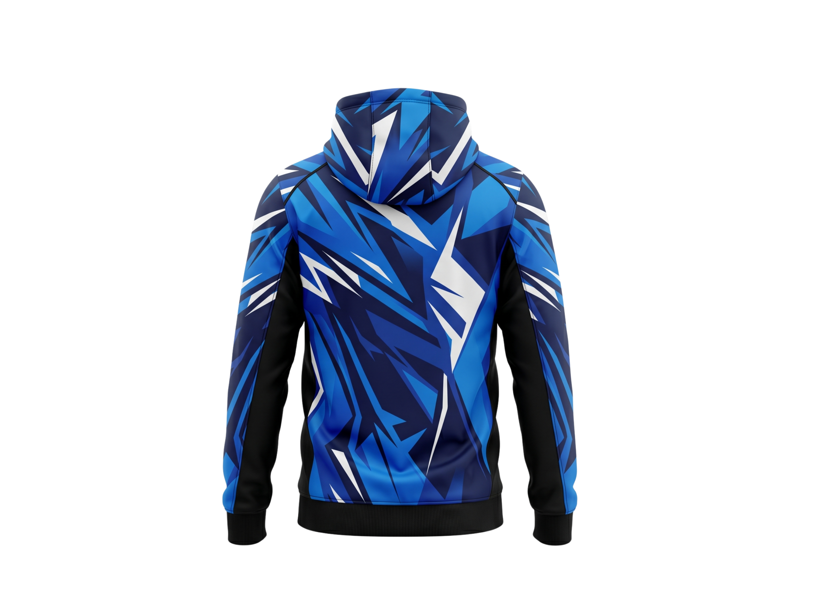 Wholesale Basketball Hoodie – Blue Black Geometric Sublimated Pullover Teamwear