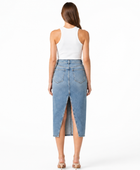 Custom Women’s Back-Slit Denim Midi Skirt for Private Labels