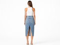 Custom Women’s Back-Slit Denim Midi Skirt for Private Labels
