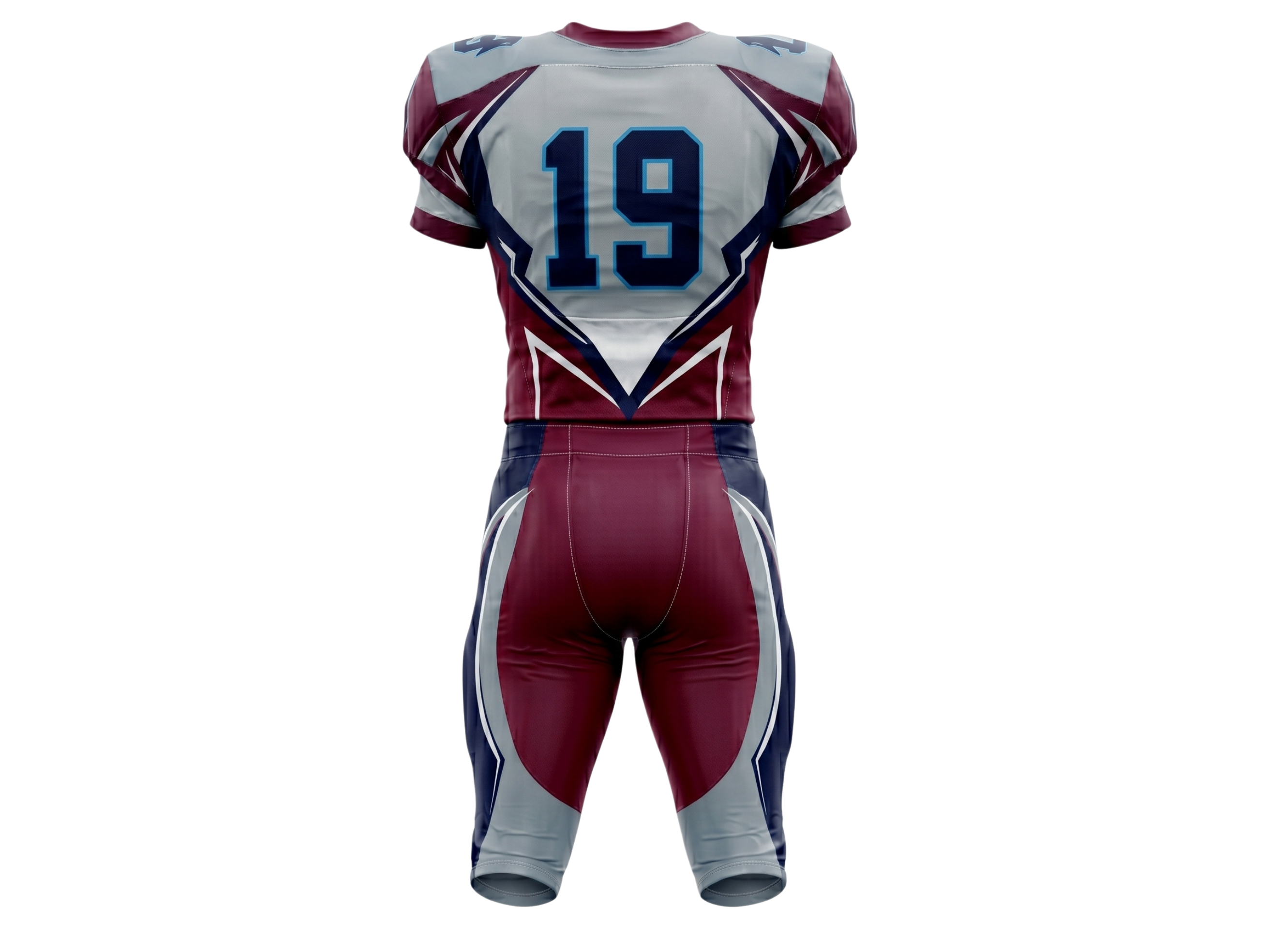 Wholesale Burgundy and Silver American Football Uniform Set – Polyester