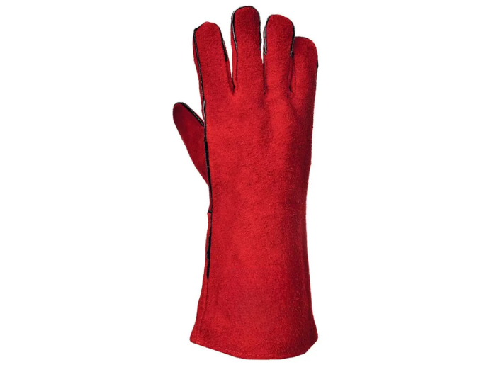 Welders Gauntlet for B2B Bulk Orders – Low MOQ Extended Work Glove in Red front design preview