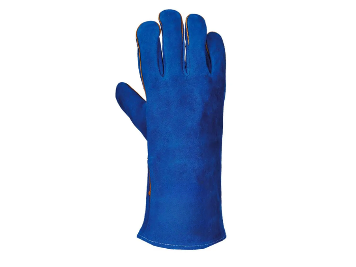 Welders Gauntlet for B2B Workwear Supply – Low MOQ  Work Glove in Blue front design preview