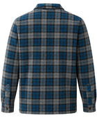 Sherpa Lined Work Shacket B2B Low MOQ Warm Zip Front Layer Blue Check Workwear